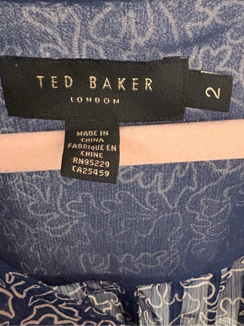 Ted Baker Blouson Blouse | Tie Front Balloon Sleeve | Size 2 (UK 12) | Navy - Picture 5 of 5